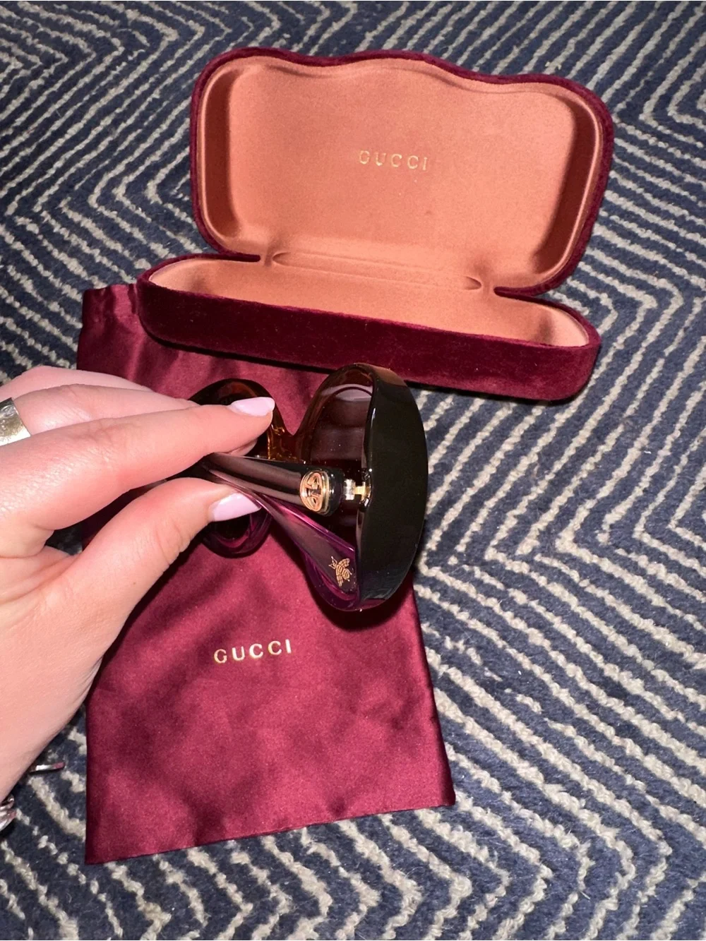 Gucci Women's Round Sunglasses in Burgundy Tortoiseshell